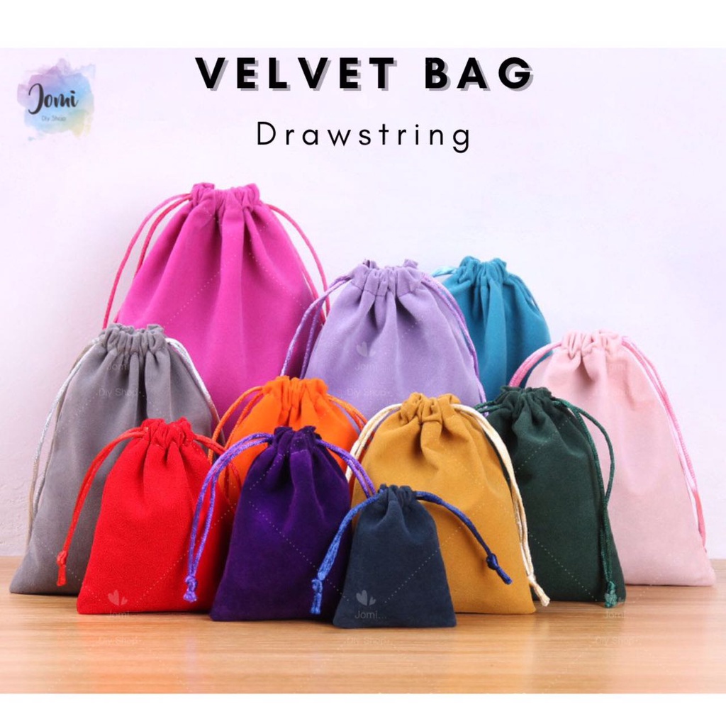 Ready StockVelvet Bag Drawstring Trendy Velvet Jewelry Ornaments Beam Mouth Small Cloth Packaging Pouch Pendulum Bag