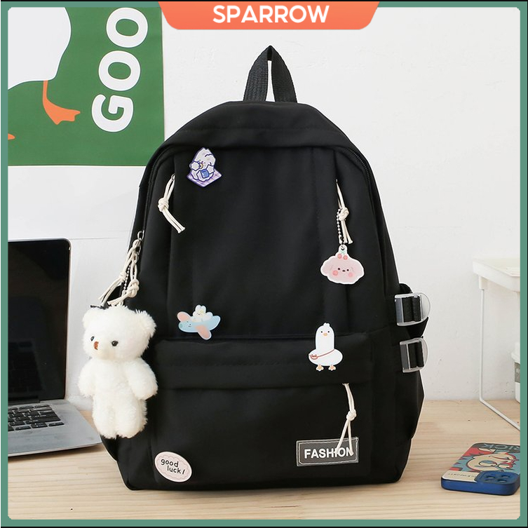 [Ready Stock] women bagpack school backpack school bag travel bag beg sekolah perempuan beg galas 背包女 beg pack bagpack canvas student bag bag sekolah hitam bag korean style