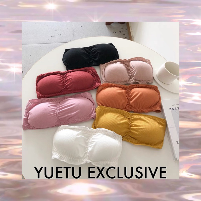 [READY STOCK] Yuetu Exclusive Advanced Non Slip Strapless Push Up Bra Sexy Gathering Female Fungus Tube Top Tube Bra