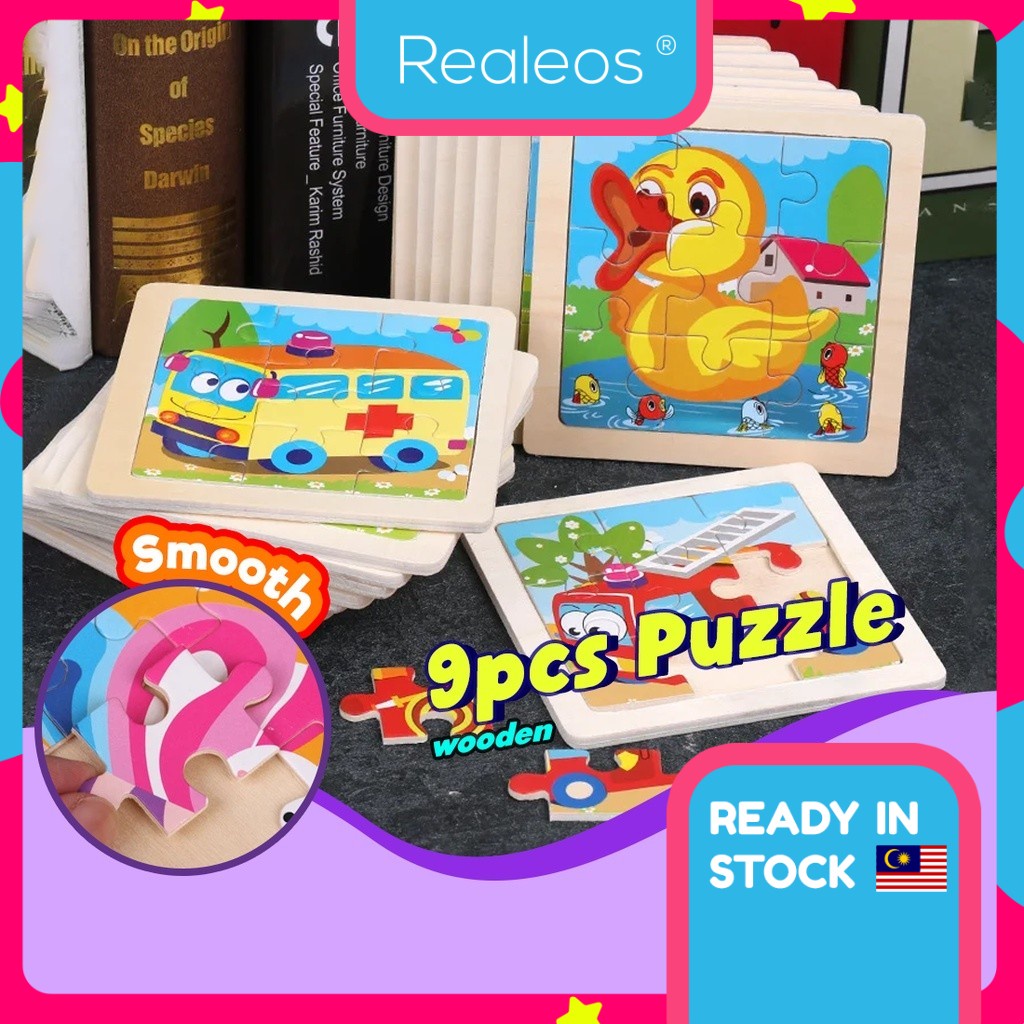 Realeos Wooden Jigsaw Puzzle Toy Children Animal Puzzle Kids Early Education Learning Toys Papan Kayu Papan Kayu Huruf B