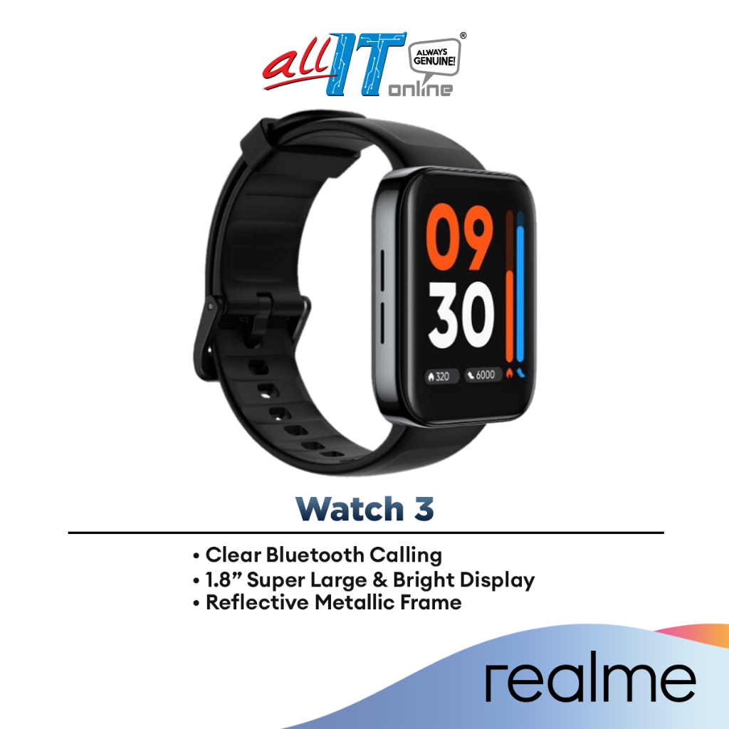 Realme Watch 3 / 3 PRO Bluetooth Calling | Super Large & Bright Display | Support Android Smartwatch (1.8")