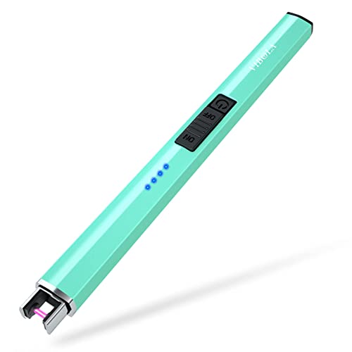 Rechargeable Lighter Electric Candle Lighters Arc Plasma Flameless Windproof USB Lighter Multi-Safety Protection Teal Blue