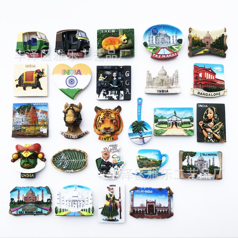 Refrigerator Magnets Indian Tourist Souvenirs Decoration Crafts Painted Resin Home Decoration Whiteboard Stickers Collection Refrigerator Stickers Gifts