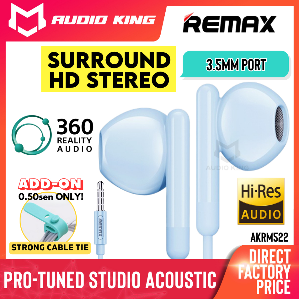 REMAX Cute Blue Purple Macaron In Ear Flat Earphone 3.5mm Stereo Bass With Mic Stereo Wired Earphones Android 耳机 AKRM522