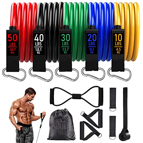 Resistance Bands, Resistance Band Set, Workout Bands, Exercise Bands for Men and Women, Exercise Bands with Door Anchor, Handles