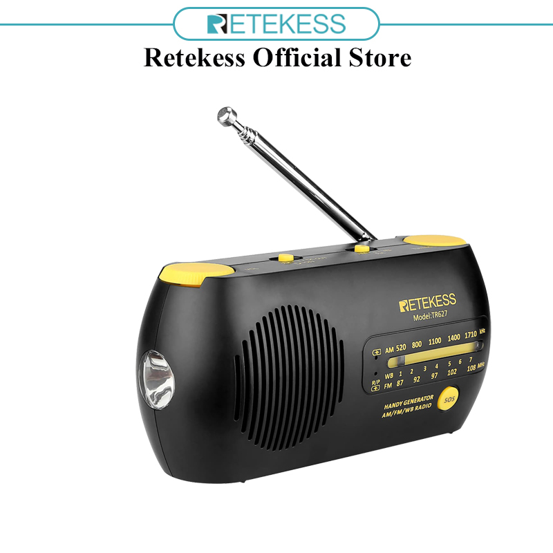 Retekess TR627 Portable Emergency Radio Hand Crank Self Powered AM/FM/WB ALARM NOAA LED Flashlight for Disaster Prevention Earthquake Resistance