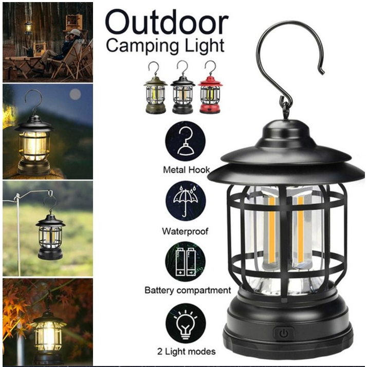 Retro Camping Lamp Outdoor COB Camp Portable Lantern LED Emergency Lamps Portable Spotlight Tent Light Retro Horse Light