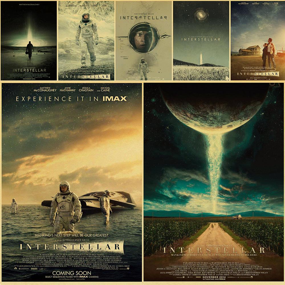 Retro Kraft Paper Film Posters Print Christopher Nolan Movie Posters Interstellar Poster for Home 23N 0303