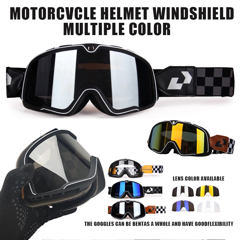 Retro motorcycle goggles Ski glasses Motorcycle off-road sunglasses ATV goggles Anti-slip tape UV protection Windproof and sandpro ofCafe racer