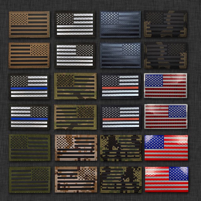 Reversed MULTICAM BLUE LINE RED LINE US IR Infrared patch America USA Flag Military Nylon Reflective SF Patch hoo