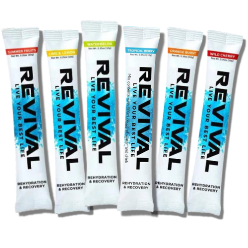 Revival Rapid Rehydration Electrolytes Powder - High Strength Vitamin C, B1, B3, B5, B12 Supplement Sachet Drink 120g