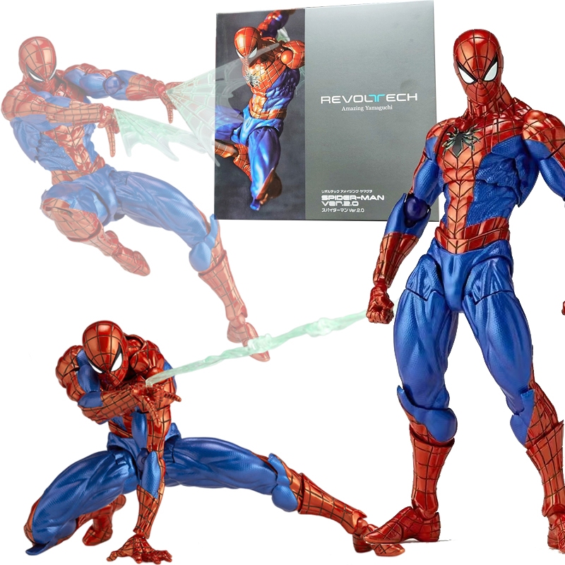 Revoltech Spiderman Ver 2.0 Sci-fi Series No.039 Sculpted By Kinoshita Takashi Articulado Action Figure Model