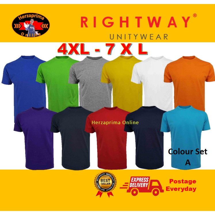 RIGHTWAY Big Size T-Shirt Soft Touch Cotton 4XL-7XL Round Neck Color Set A For Men And Women By Herzaprima Online