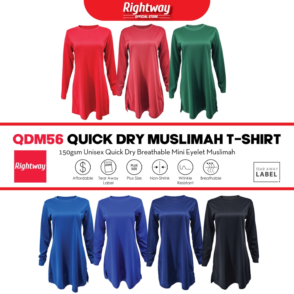 RIGHTWAY Jersi Muslimah Kosong Jersey Muslimah Plain Female Lady Microfiber Muslimah Dress Blouse QDM56 QAYRAA JOYAH