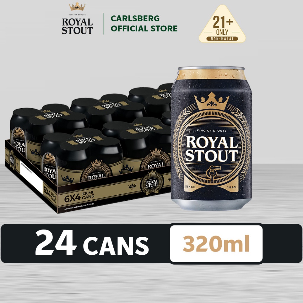 Royal Stout Can Danish Stout Beer 5.5% Alcohol (320ml x 24)