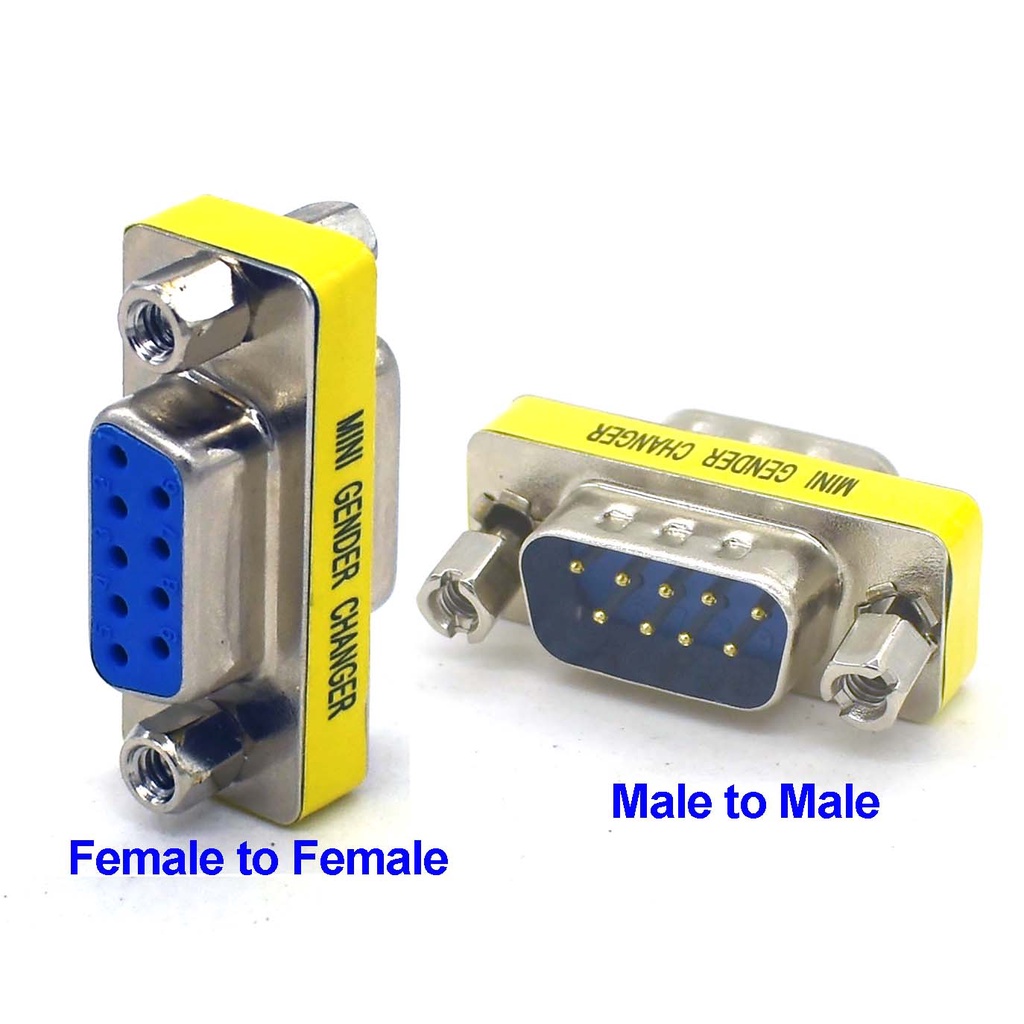 RS232 Female To Female to Male to Male Mini DB9 9Pin Gender Adapter Serial Plug Com Connector