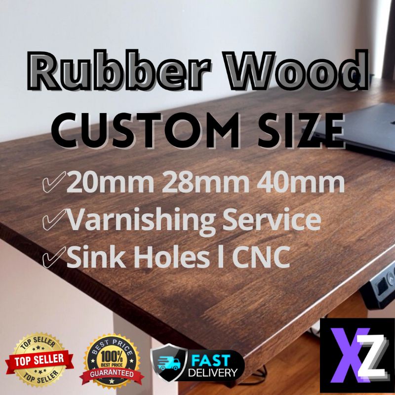 Rubberwood Custom Cut Tabletop Counter Top Kitchen Top Solid Wood