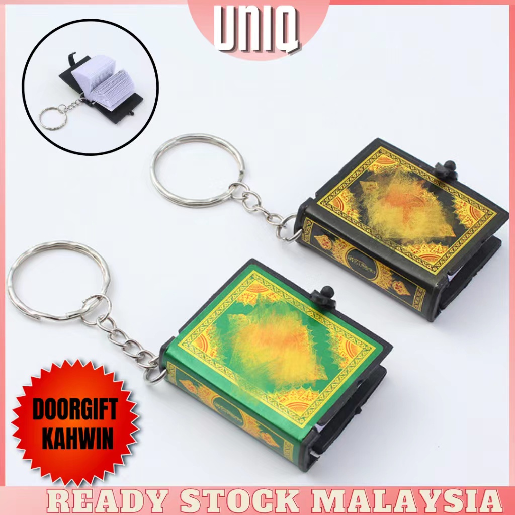 S10 READY STOCK Muslim Keychain Resin Islamic Gold Mini Quran Book KeyRing Key Charm KeyChain