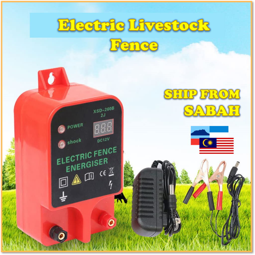 [SABAH] 10KM Electric Fence Energizer AC/DC Dual Purpose Farm Fencing Animal Horse/ Kebun Pagar Elektrik/ 电篱笆