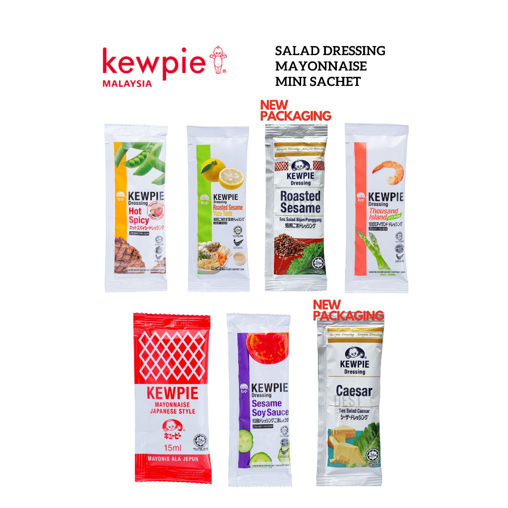 [SACHET] Kewpie Sachet Dressing Mayonnaise Halal Thousand Island Hot Spicy Caesar Roasted Sesame Yuzu Soy Sauce