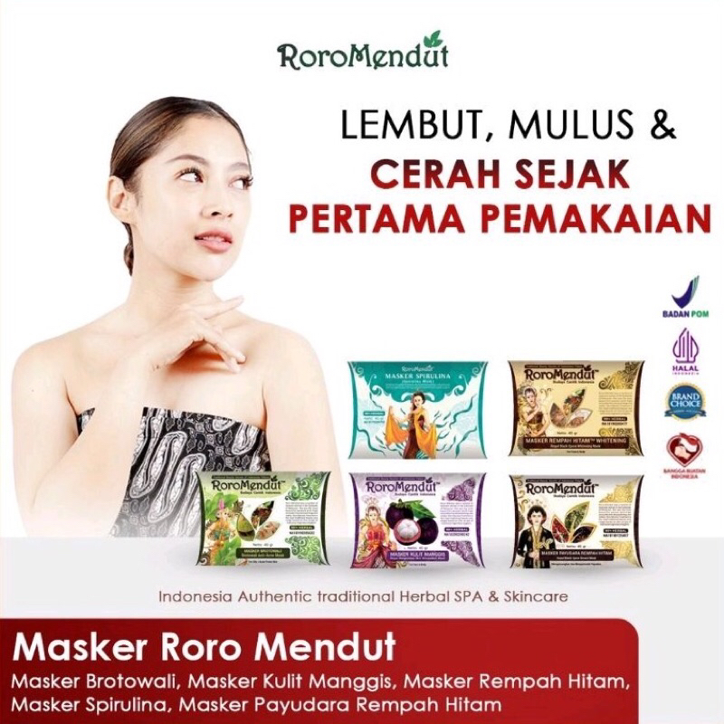 (Safe Privacy) Roro Mendut Organic Mask | Anti Acne Mask | Whitening Mask | Anti Aging Mask | Bpom HALAL Organic Mask