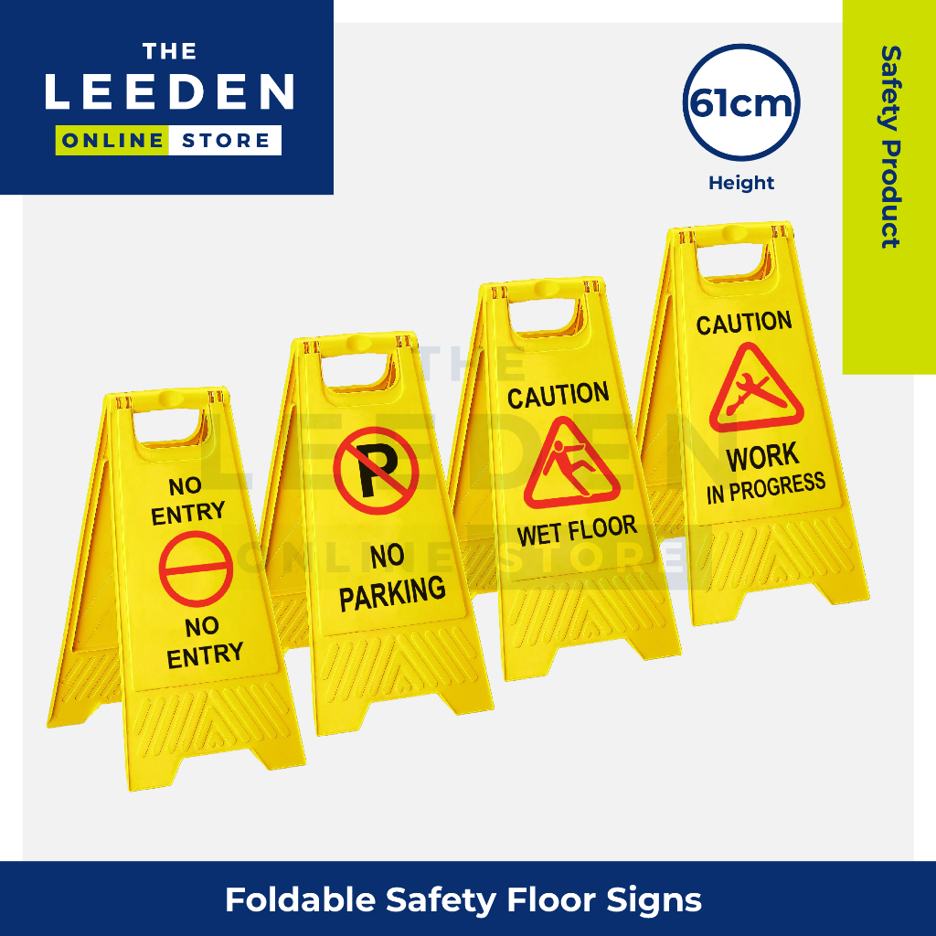 Safety Foldable Floor Sign Board Stand No Parking / No Entry / Wet Floor / Work In Progress 61cm by Leeden Online Store