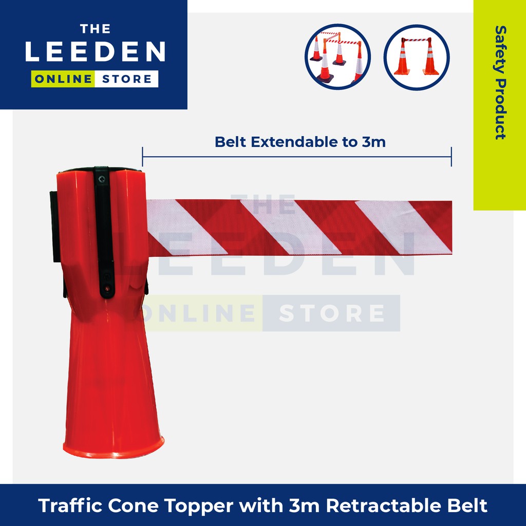 Safety Traffic Cone Topper with 3m Retractable Belt by Leeden Online Store