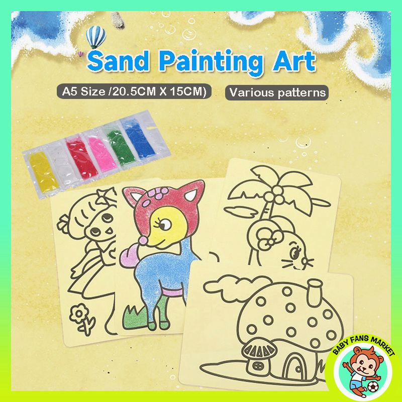 SAND ART A5 Size DIY Early Learning hand craft for kids Reward Door gift Goodies Party kid Baby toys Lukisan Pasir Color