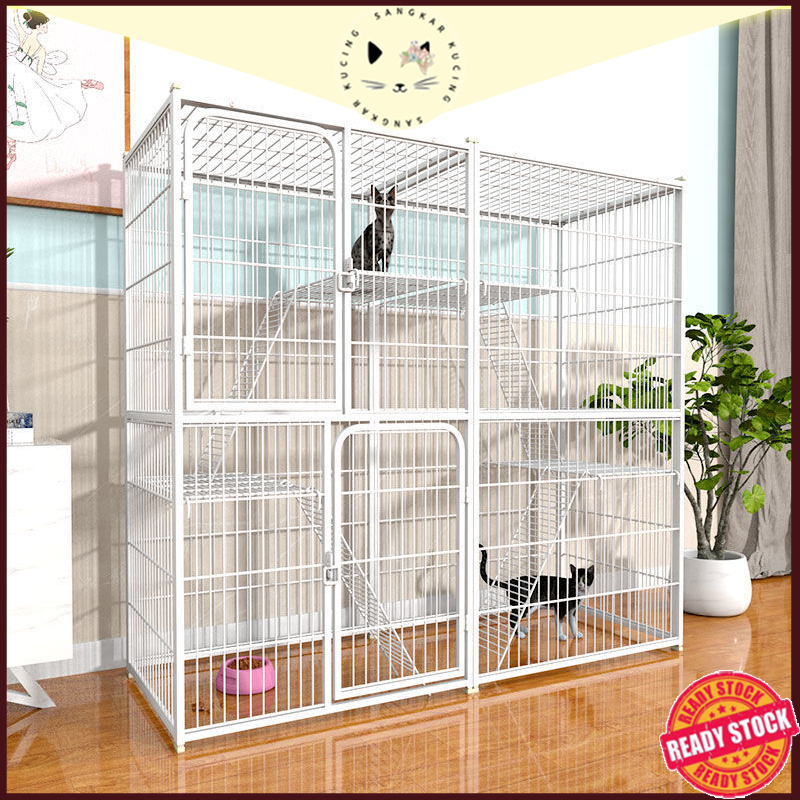 Sangkar Kucing Besar Murah 3 Tingkat 2 Level Cat Cage Big Size Large Platform Cat House Cat Villa White for Many Cats