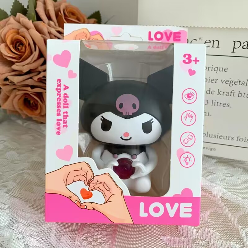 Sanrio Cartoon Cinnamoroll Kuromi Loving Heart Luminous Confession Toy Can Speak English I Love You Doll Girls Christmas Toy