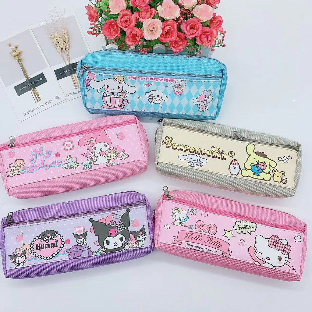 Sanrio pencil case PU Zipper Bag Primary School Students Stationery Storage Kuromi Spy Play House