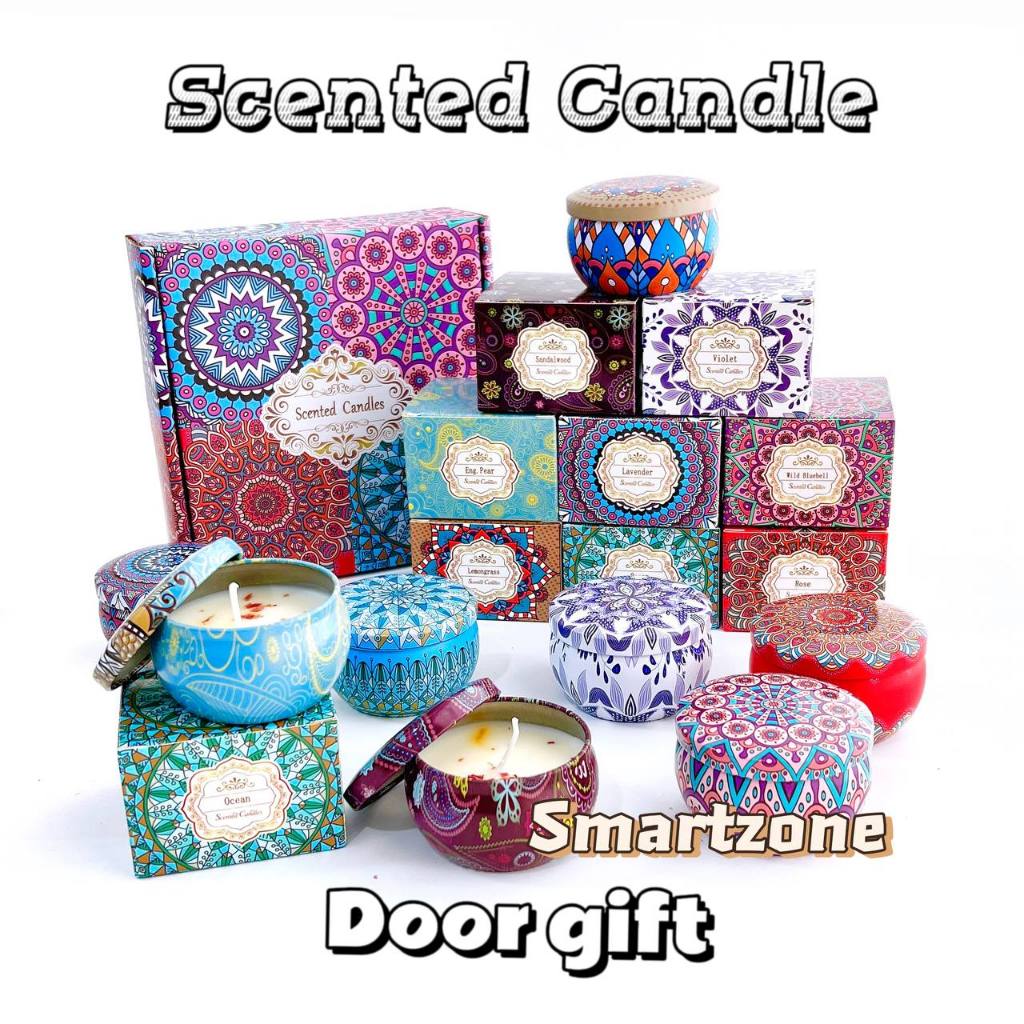 Scented Candles Door Gift Set Aromatherapy Candle Fragrance Soy Wax Essential Oil Candle Wangi Lilin Doorgift Candle