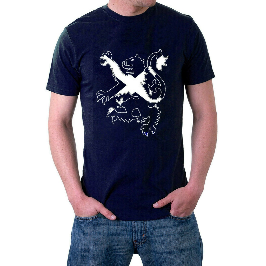 Scottish T-Shirt Lion Rampant Independence Scotland Saltire Rugby Football Tee