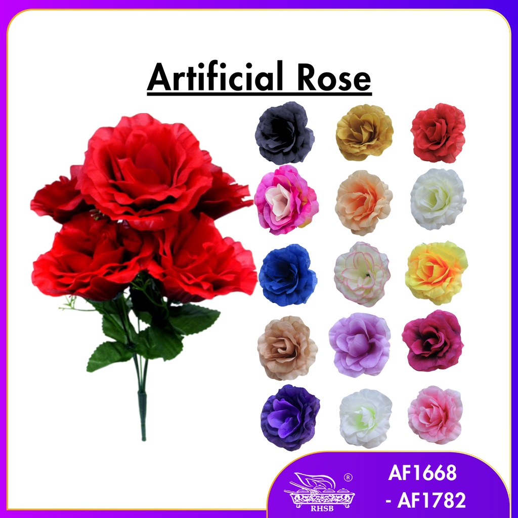 5 HEADS ARTIFICIAL ROSE/ HAND BOUQUET/ BUNGA ROSE/ BUNGA HIASAN/ BUNGA HANTARAN/ BUNGA DULANG/ BUNGA ROS TIRUAN