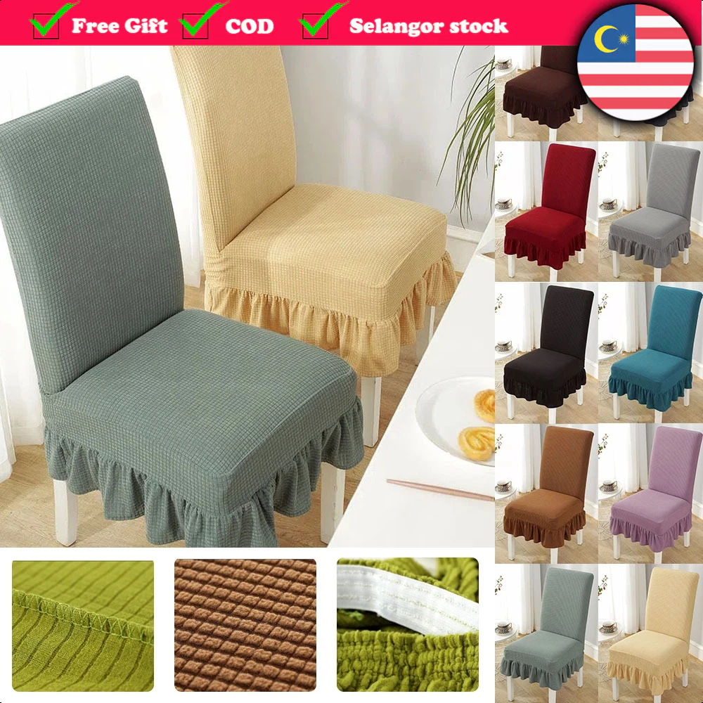 Selangor Stock Skirt Chair Cover Elastic Chair Seat Cover Knitted Seat Cushion Cover Sarung Kerusi Dining Slipcovers Home Decor