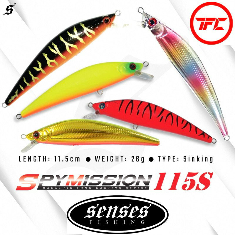 SENSES Spy Mission 115S 26g 11.5cm 115mm Sinking Minnow Lure Magnetic Device Toman Siakap Barramundi Spymission 1.2m