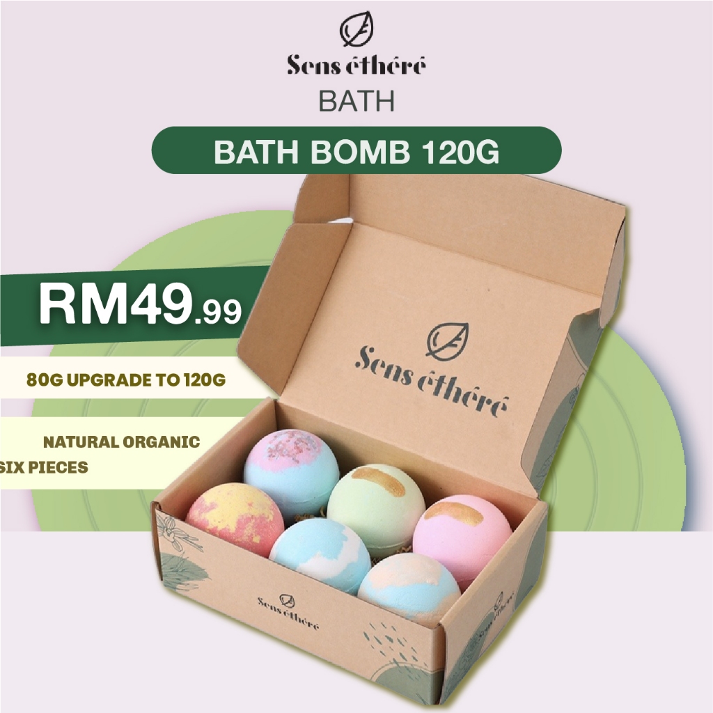 Sens éthéré Bath Bomb Set Bom Mandi Natural Handmade No Additives Organic & Moisturizing Ingredients Bath Ball