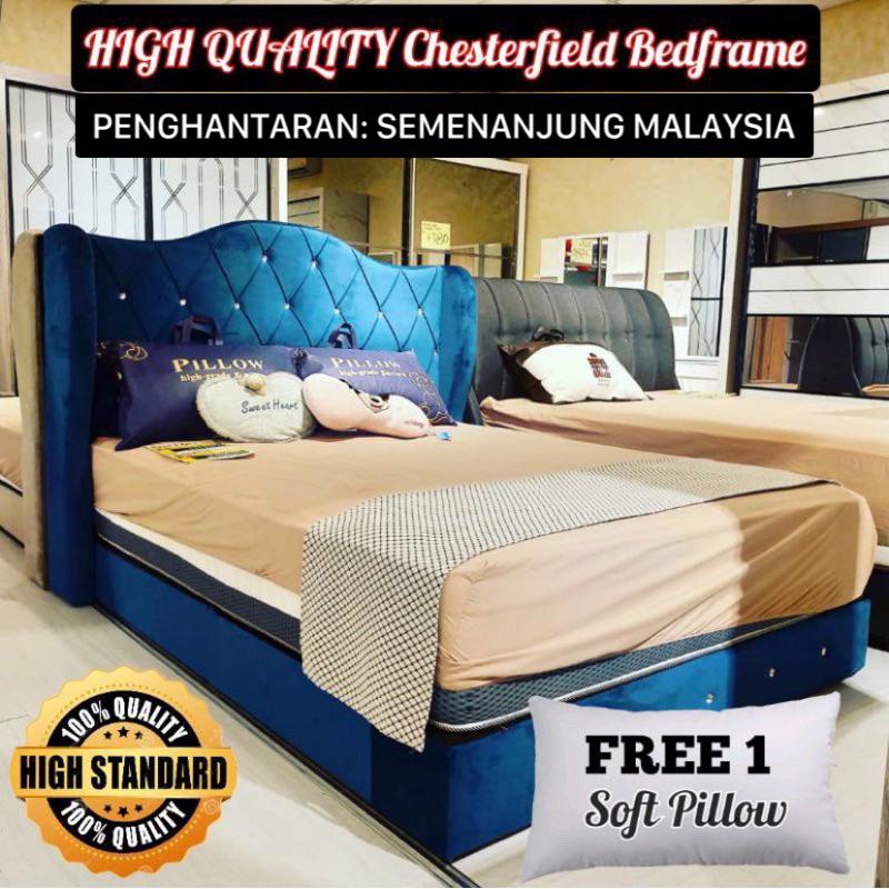 ( & ) Set Katil Baldu Queen Premium Bedframe Katil Divan bed CHESTERFIELD QUEEN Katil king