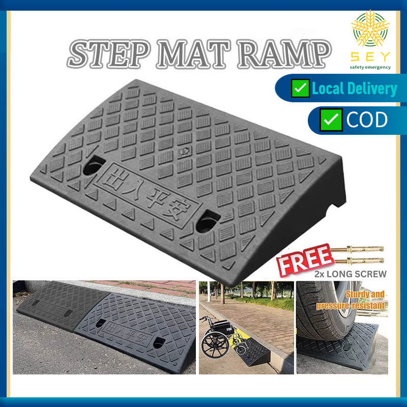 【SEY】Step Mat Ramp Portable Curb Ramps Heavy Duty Plastic Threshold Ramp Kit for Car Truck Bike Motorcycle Wheelchair