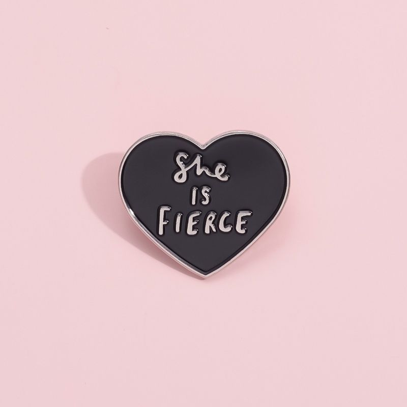 She Is Fierce Heart Enamel Pins Brooches Creative Women Empowerment Brooch Badges Feminist Jewelry Gifts for Friends