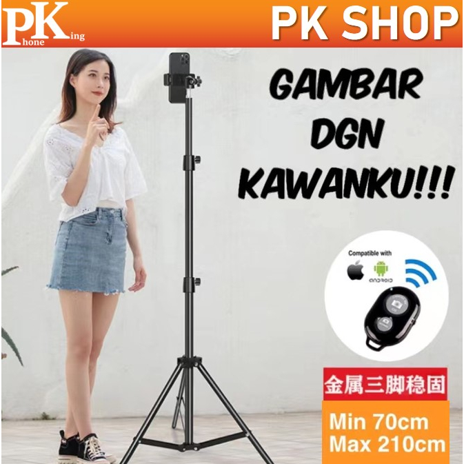 【SHIP IN 24Hr】 Portable 210cm Tripod for Phone Adjustable Floor Stand Live Camera Selfie Holder 2.1m + Remote Shutter