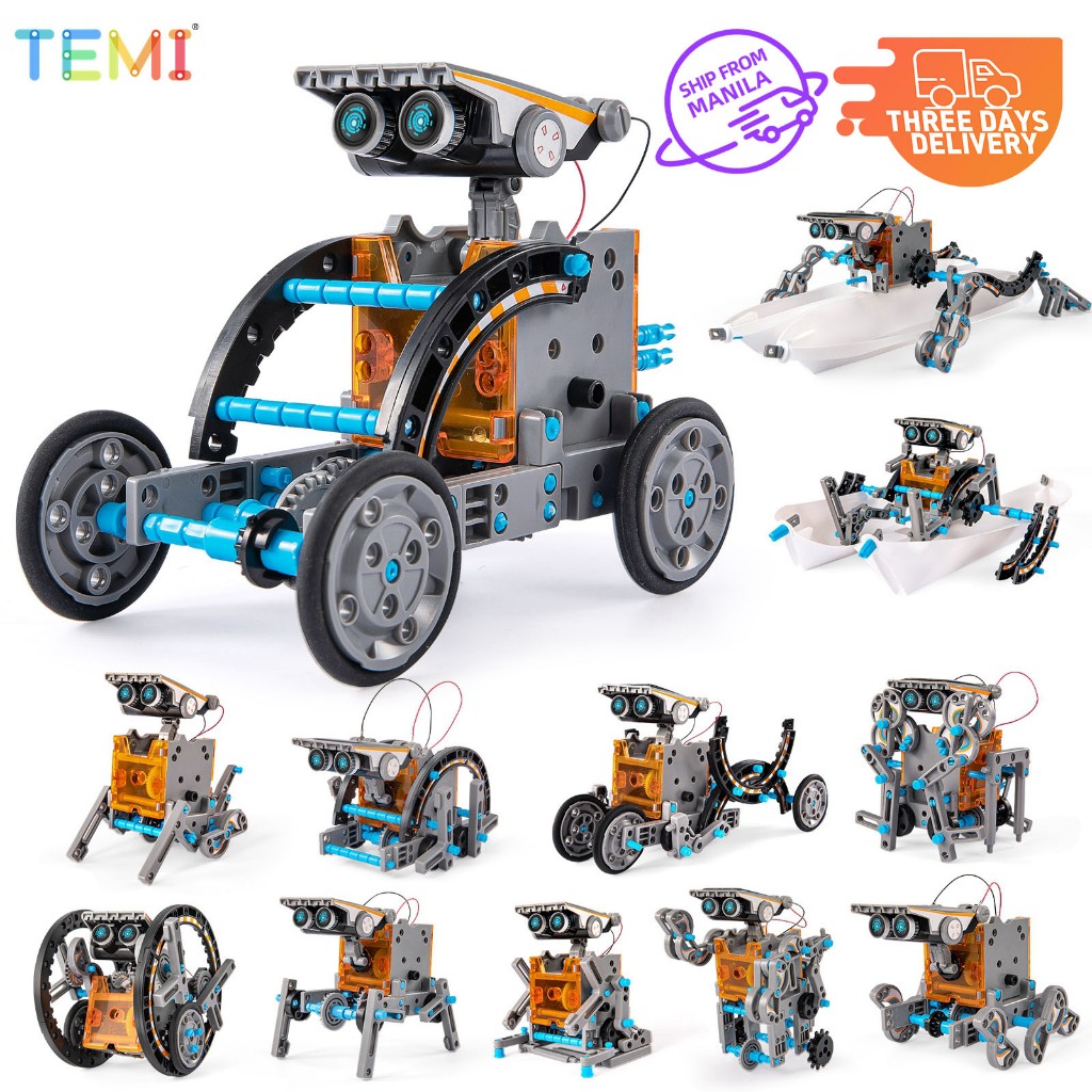 ⭐ Shipping from Malaysia ⭐ TEMI Diy Toy Robotic Kit Dc Motors Electronic Assembly For Kids Building STEM Science Engineering Experiments Toys 12 In 1 Solar