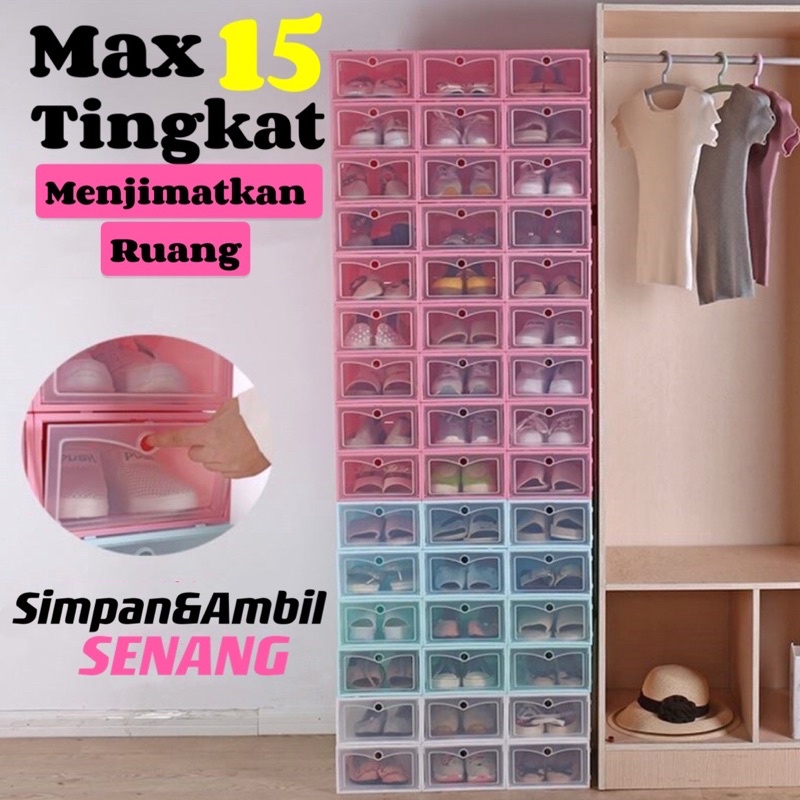 shoe storage shoe cabinet kabinet Kasut diy max 15 tingkat Semakin stabil sambungkan semua menjadi satu