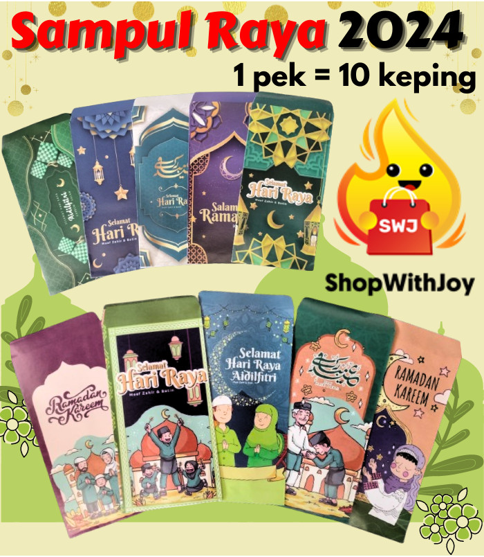 ShopWithJoy【RAYA 2024】Sampul Duit Raya 2024 Green Envelope Money Packet Hari Raya Aidilfitri Green Packet Sampul Raya