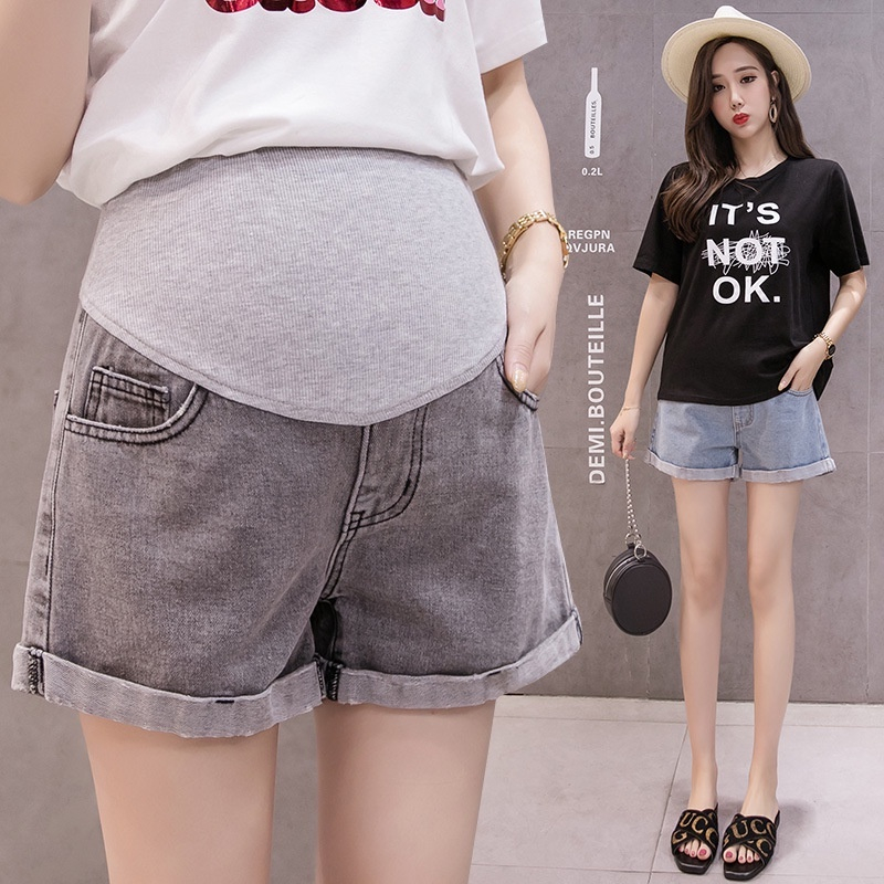 Shorts Bầu Jean Larosa Chất Mềm Mát Hàng Đẹp Có Đáp Bụng Bầu LA202Q