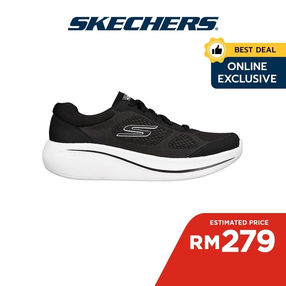 Skechers Online Exclusive Men Max Cushioning Essential Running Shoes - 220723-BKW Lelaki