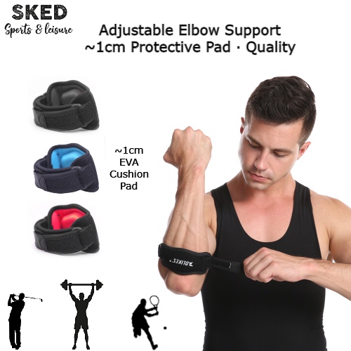 SKED Aolikes Adjustable Elbow Pad Elbow Protector (1Pc) Thick EVA Pad Tennis Elbow Strap Elbow Support Gym Elbow Guard