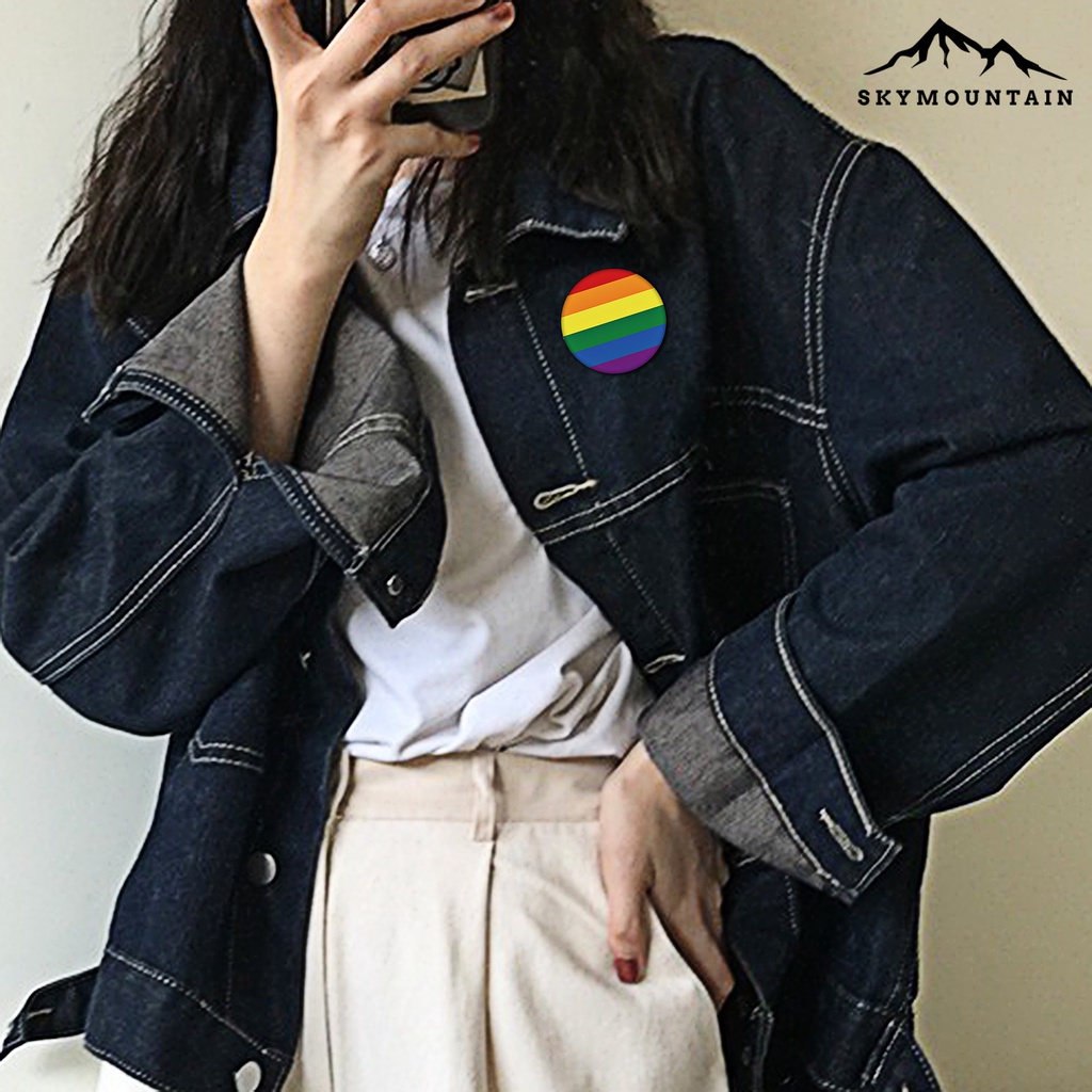 [SKI] Badge Sharp Pin Anti-Scratch Rust-proof Collective Decoration LGBT Rainbow Flag Badge Souvenir Party Favor