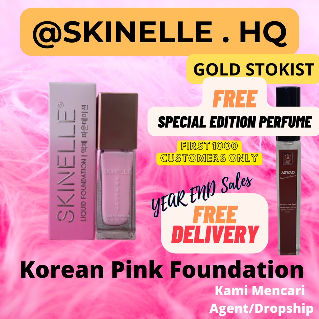 Skinelle HQ Pink Blue Foundation Korea Puteri Sarah Liyana Viral Melembutkan Kulit serum sunblock Moisturiser spf35+