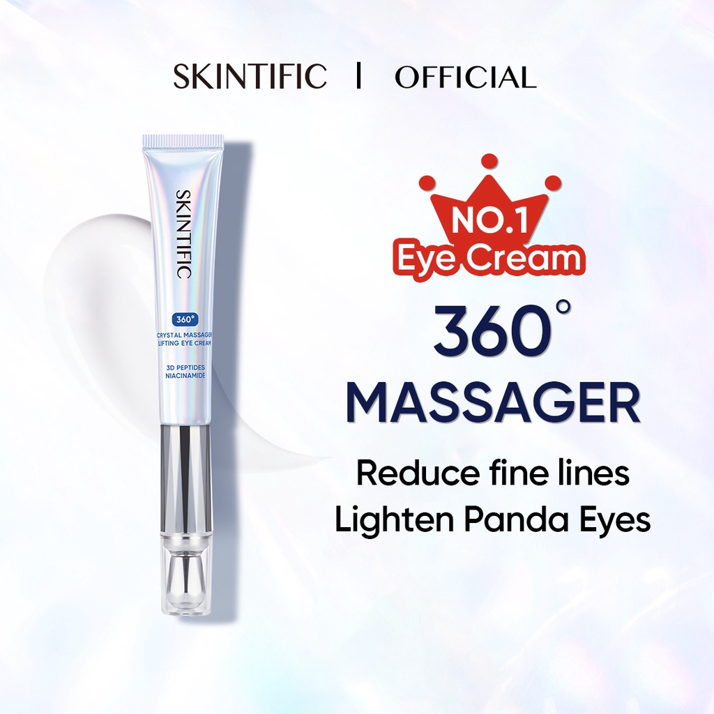 SKINTIFIC 360° Crystal Massager Lifting Eye Cream Eye Serum Removes Fine Lines Dark Circles With Niacinamide Caffeine